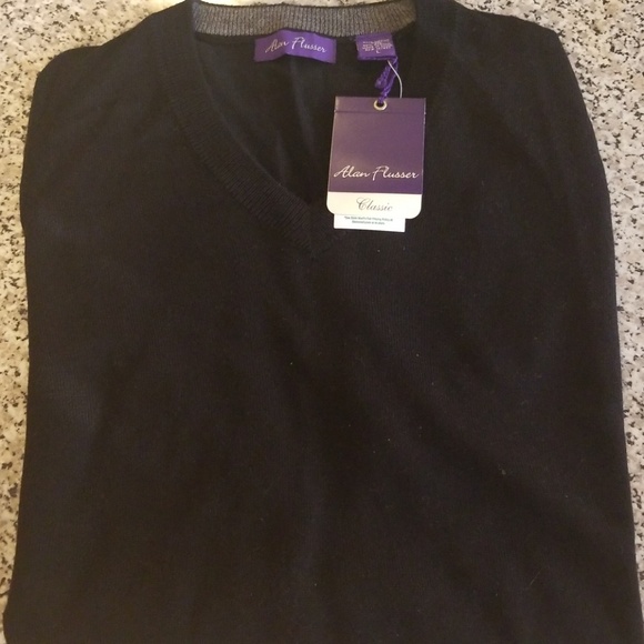 Alan Flusser Cashmere Blended Solid V-neck Sweater - Picture 3 of 4